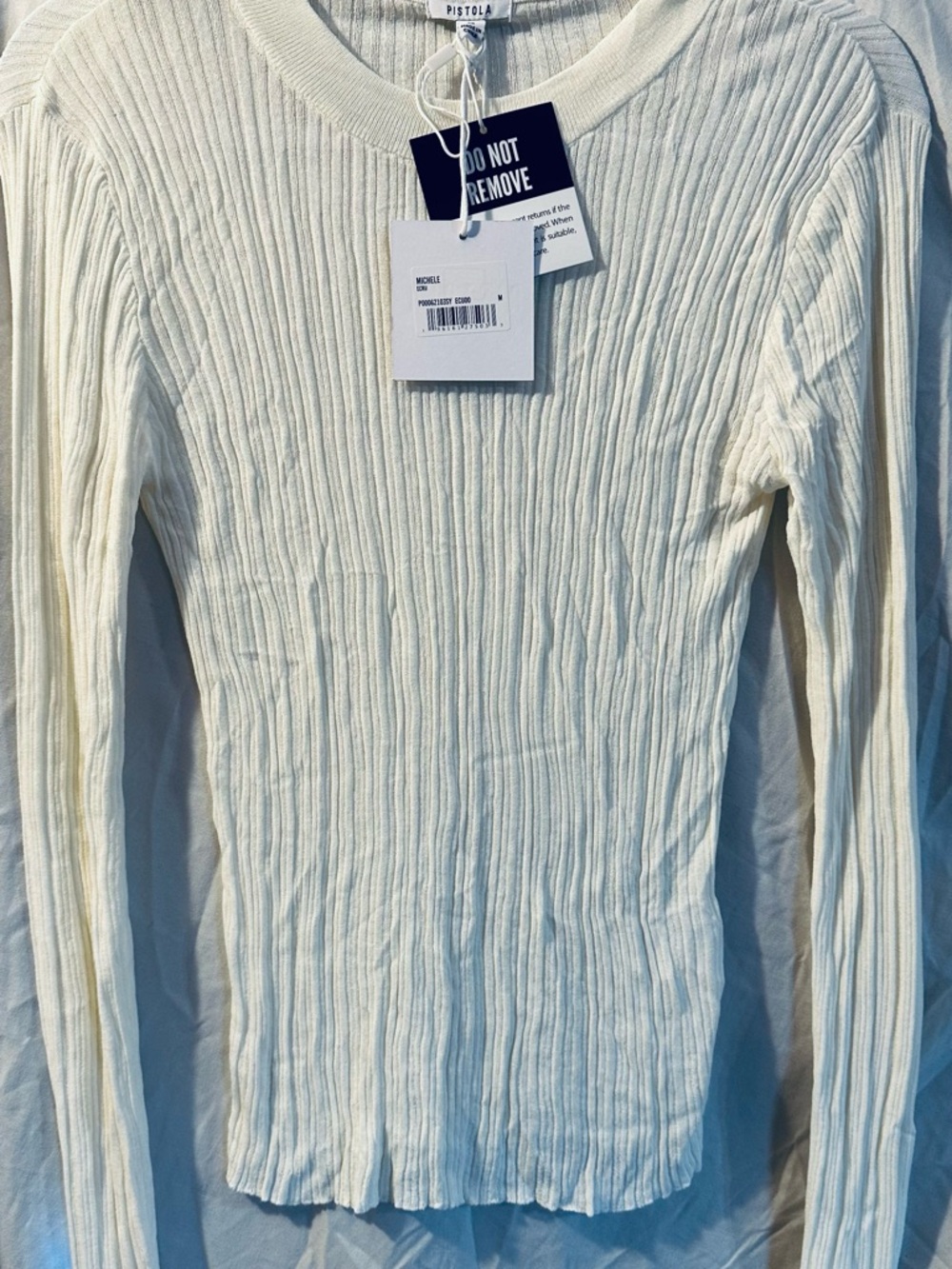 Pistola Ivory Ribbed Long Sleeve Top